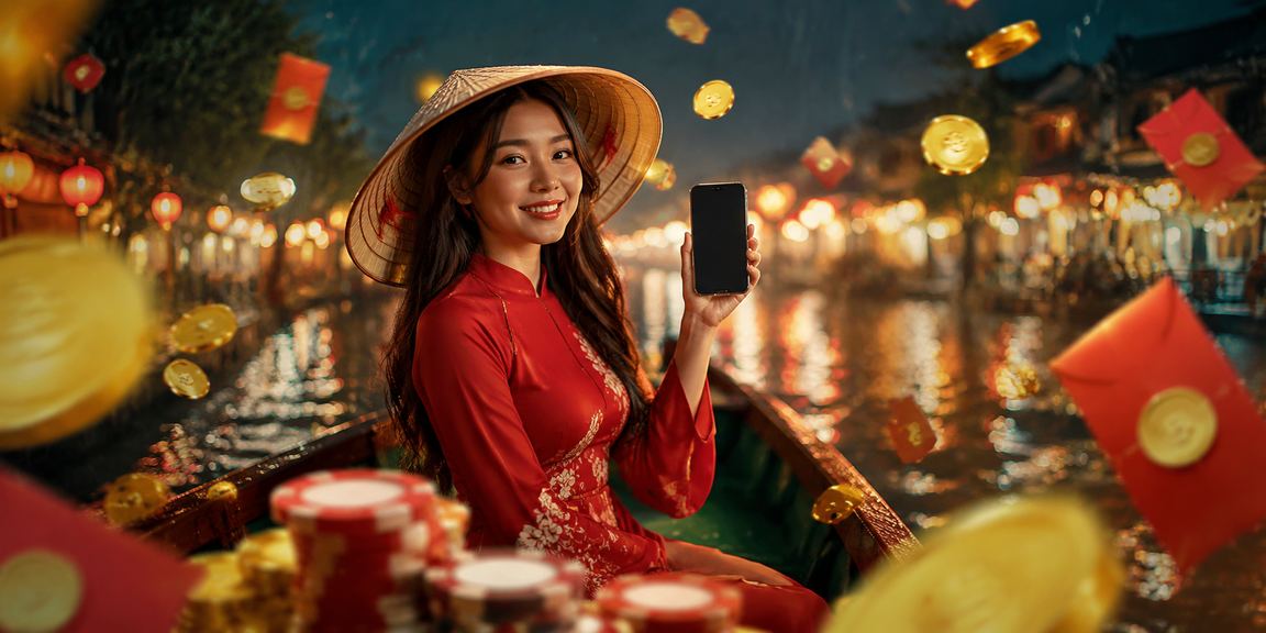 Không gian cá cược casino hiện đại tại Việt Nam với ánh đèn neon rực rỡ về đêm